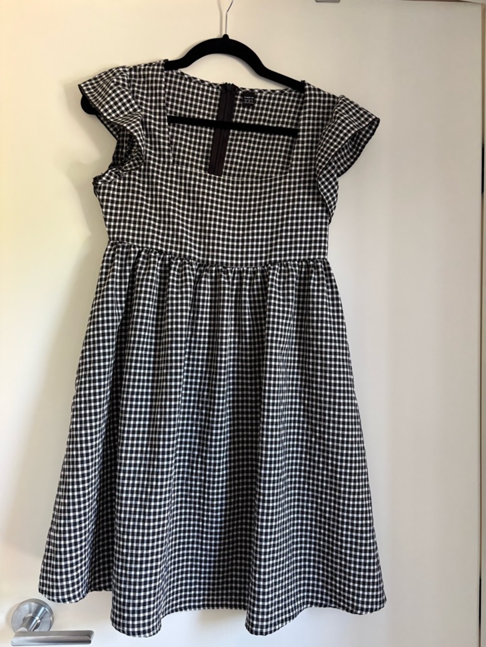 SHEIN Black and White Gingham Babydoll Dress
